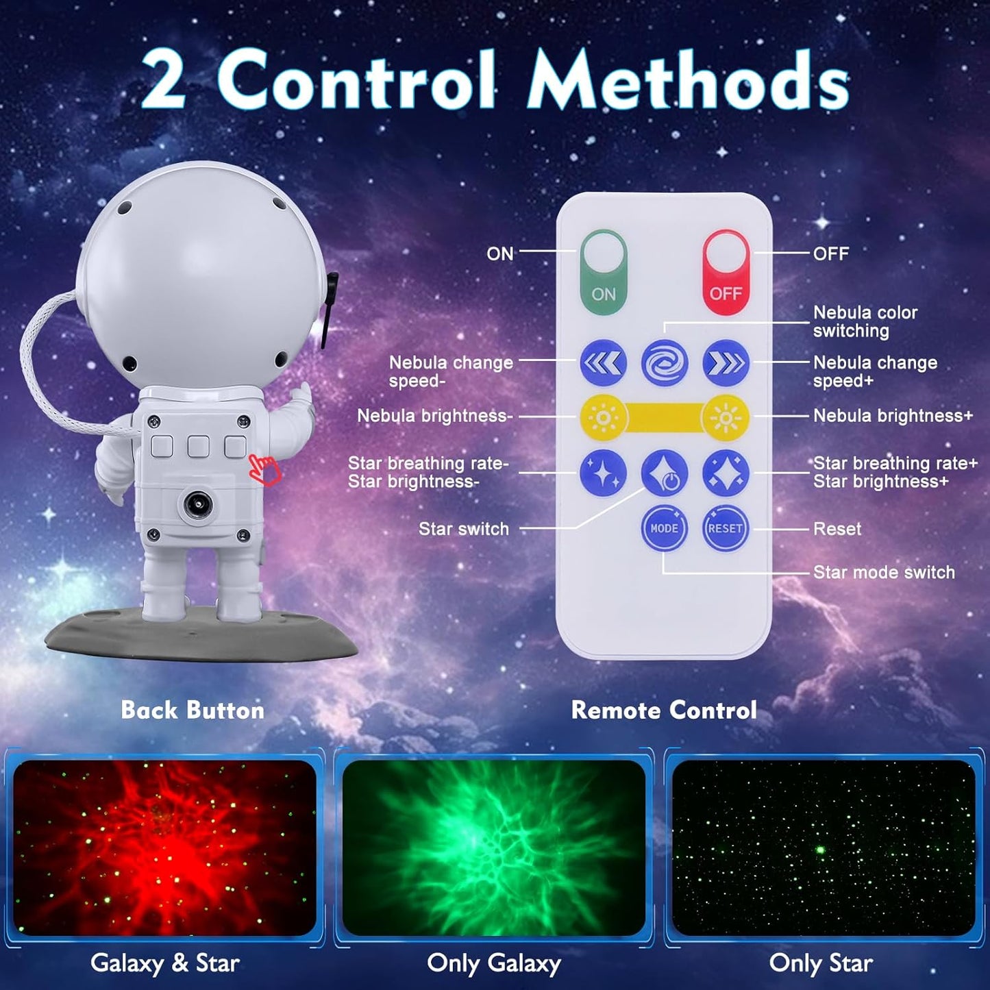 KKUP2U Astronaut Galaxy Projector – LED Starry Night Light
